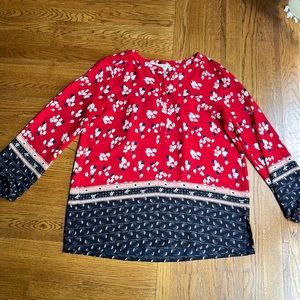 LOFT Red and Navy Tulip Tunic
